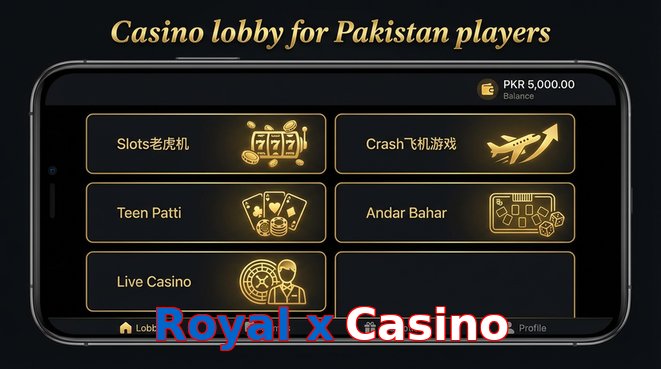 Lobby view of Royal X Casino for Pakistan users